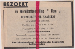 Heemstede - Tentoonstelling Flora , Bloemen - Orig. Knipsel Coupure Tijdschrift Magazine - 1935 - Non Classés