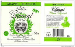 Etiquette  RHUM  Agricole Clément Grappe Blanche   Domaine De L'Acajou - 55% 50 Cl -  MARTINIQUE - - Rum