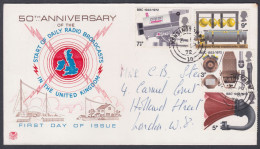 GB Great Britain 1972 Private FDC Gugliemo Marconi, George Kemp, Radio, Communication, Wireless Transmission, Cover - Brieven En Documenten