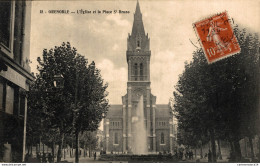 NÂ° 4792 Z -cpa Grenoble -l'Ã©glise Et La Place St Bruno- - Grenoble