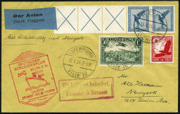 KATAPULTPOST 161Lu BRIEF, Luxemburg: 27.6.1934, Bremen - New York, Zweiländerfrankatur U.a. Mit DR Mi.Nr. W 21.3!, Prach - Storia Postale