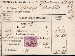 Regno D'Italia - 1881 - Ricevuta Esattoriale (Guastalla) Con Marca Da Bollo - Fiscaux