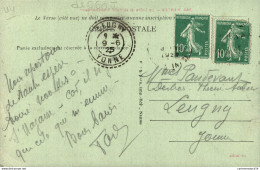 NÂ° 4365 Z -cachet Double Cercle PerlÃ© (pointillÃ©) -Leugny -Yonne- 1925- - Manual Postmarks