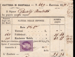 Regno D'Italia - 1881 - Ricevuta Esattoriale (Guastalla) Con Marca Da Bollo - Revenue Stamps