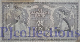 NETHERLAND INDIES 25 GULDEN 1934 PICK 80a VF W/HOLE LOW SERIAL NUMBER "DG00836" - Niederländisch-Indien