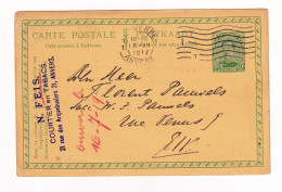 Carte Postale 1919 Belgique  Anvers Feis Courtier En Tabac Tobacco Entier Postal Albert Ier - Cartes Postales 1909-1934