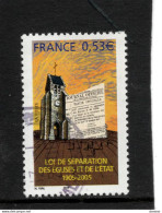 FRANCE 2005  Loi Portant Séparation De L'Eglise Et De L'Etat , Cachet Rond Yvert 3860 Oblitéré - Used Stamps