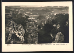 Foto-AK Walter Hahn, Dresden, NR 41: Rathen, Höllenhundspitze M. Amselgrund  - Photographs