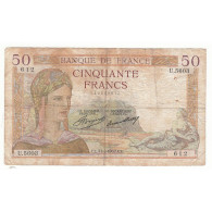 50 FRANCS CERES 11-02-1937 TB  Fayette 17.34 - 50 F 1934-1940 ''Cérès''