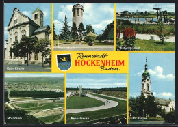 AK Hockenheim, Motodrom, Autorennstrecke, Wasserturm, Wappen  - Sonstige & Ohne Zuordnung