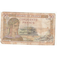 50 FRANCS CERES 17-03-1938 TB-  Fayette 18.10 - 50 F 1934-1940 ''Cérès''