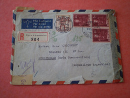 Lettre Recommandée Bern Pour L'Argentine Avec Censure: Aigle Allemand Avec Croix Gammée En Rouge Et Violet - Postmark Collection