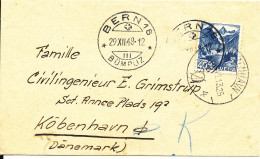 Switzerland Nice Little Cover Sent To Denmark Bern 29-12-1948 Single Franked - Lettres & Documents