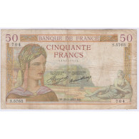 BILLET FRANCE 50 FRANCS CERES 25-02-1937 L'ART DES GENTS AVIGNON - 50 F 1934-1940 ''Cérès''