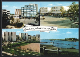 AK Monheim Am Rhein, Wohnblöcke, Fussgängerzone, Flusspartie  - Monheim