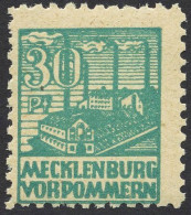MECKLENBURG-VORPOMMERN 39zb **, 1946, 30 Pf. Dkl`opalgrün, Dünnes Papier, Pracht, Fotoattest Kramp, Mi. 1600.- - Autres & Non Classés