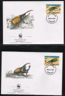 WWF 0161 1994 DOMINICA HERCULES BEETLES COMPLETE SET OF 4 FDC Insects - Dominique (1978-...)