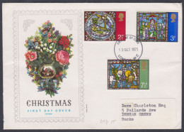 GB Great Britain 1971 Private FDC Christmas, Christianity, Christian, Rose, Flower, Flowers Horse, Glass First Day Cover - Briefe U. Dokumente