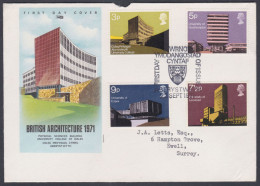 GB Great Britain 1971 Private FDC British Architecture, University College Of Wales, Universities, First Day Cover - Brieven En Documenten