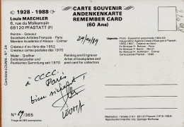 26588 / ⭐ Autographe LOUMA MAECHLER 29.07.1989 PFASTATT Louis MAECHLER 1928-88 Carte Souvenir 60 Ans ANDENKENKARTE 89/36 - Autres & Non Classés