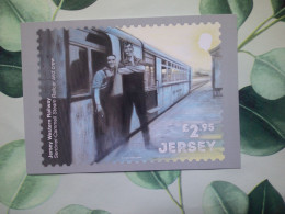 Jersey Western Railway, Sentinel-Cammell Steam Railcar & Crew, Wagon à Vapeur Et équipage - Stamps (pictures)