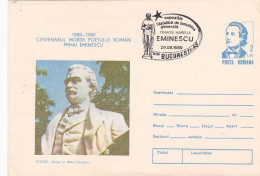 FAMOUS PEOPLE, WRITERS, MIHAI EMINESCU, IPOTESTI MONUMENT, COVERSTATIONERY, 1989, ROMANIA - Ecrivains