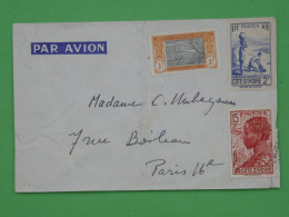 DP 21  COTE D IVOIRE   LETTRE RARE   1943  ¨PAR AVION A PARIS FRANCE+TP NEUFS  +AFF. INTERESSANT+ - Covers & Documents