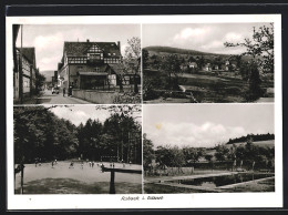 AK Asbach / Odenwald, Ortsansicht, Schwimmbad, Sportplatz  - Odenwald