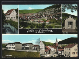 AK Schneeberg / Odenwald, Flusspartie, Kapelle, Schulhaus, Blick Z. Kirche  - Andere & Zonder Classificatie