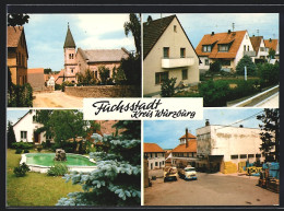 AK Fuchsstadt / Würzburg, Kirchpartie, Siedlungspartie, Brunnenpartie, Ortspartie  - Wuerzburg