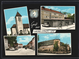 AK Giebelstadt /Ufr., Hauptstrasse, Kath. Kirche, Schloss, Stadtwappen  - Other & Unclassified