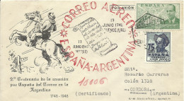 ESPAÑA,  CARTA  CONMEMORATIVA  CORREO   EN   ARGENTINA,  AÑO  1948 - Brieven En Documenten