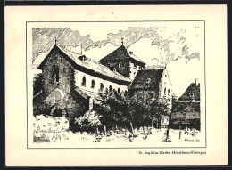 Künstler-AK Mittelheim /Rheingau, An Der St. Aegidius-Kirche  - Rheingau
