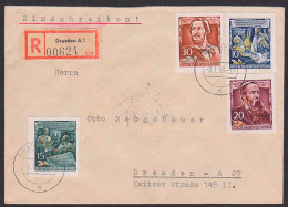 Dresden R-Bf 9.1.56  Mit 30 Pfg. Friedrich Engels Aus Block (489B U.a.), Rs. Eing,-St. - Covers & Documents