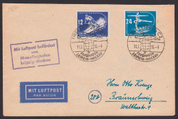 Leipzig SSt. Flughafen R4 Mit Luftpost Befördert 11.3.50, 1. Dt. Wintersportmeisterschaften Schirke 246/47 - Lettres & Documents