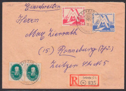 Leipziger Messe 1951 SSt. 4.3.50 Auf R-Brief Nach Ronneburg DDR 282/83 Und 262(2), Portorichtig - Lettres & Documents