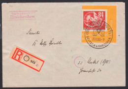 Plauen R-Bf SSt. 25.11.50 Mit 84 Pfg. Debria Aus Block 272, Mittig Gefaltet, Rs. Eing.-St. Unkel (Rhein) - Covers & Documents