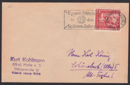 Halle (Saale) MWSt. Spare Strom 2.3.53 Mit 24 Pfg. Nationales Aufbauwerk, DDR 307 - Lettres & Documents