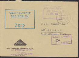 Berlin R3 ZKD-St. In Blau VEB FAVORIT Mit R-St. "Richtige Anschrift: ( 1517 / Lbg 1)" 27.8.65 - Central Mail Service