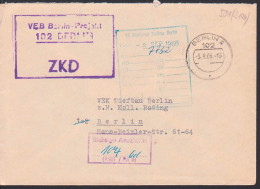 Berlin R4 ZKD-St. Rat Des Stadtbezirkes Berlin-Treptow Mit R-St. "Richtige Anschrift: (1501 /  4)" 16.10.69 - Central Mail Service