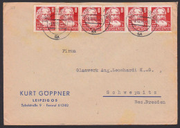 Leipzig 9.10.53, 8 Pfg. Karl Marx Auf Fernbrief 2. Gewichtstufe S29(6) Portorichtig - Covers & Documents