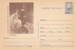 ART, PAINTINGS, REMBRANDT-  HAMAM BEGGING ESTHER FORGIVENESS, POSTCARD STATIONERY, 1966, ROMANIA - Rembrandt