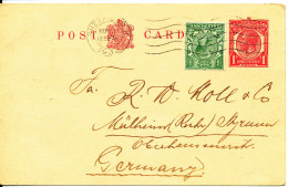 Great Britain Postal Stationery Post Card Uprated And Sent To Germany 1-11-1932 - Luftpost & Aerogramme