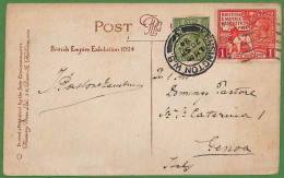 Ad0786 - GB - Postal History - EMPIRE EXHIBITION On Postcard To ITALY  1926 - Covers & Documents