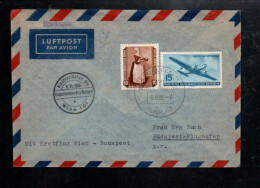 ALLEMAGNE RDA DDR AFFRANCHISSEMENT COMPOSE SUR LETTRE AVION POUR LA HONGRIE 1958 - Lettres & Documents