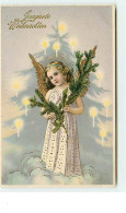 N°7891 - Carte Fantaisie - Gesegnete Weihnachten - Ange Avec Une Branche De Sapin - Other & Unclassified