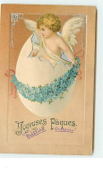 N°6742 - Carte Gaufrée - Joyeuses Pâques - Clapsaddle - Angelot Sortant D'un Oeuf - Ostern