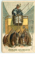 N°7846 - Carte Fantaisie Gaufrée - Fröhliche Weihnachten - Attelage De Chevaux Et Son Cocher - Other & Unclassified