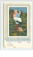 N°246 - Carte Gaufrée - Faire Part De Naissance - Cigogne Et Enfants - Naissance