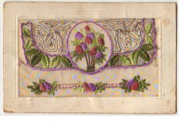 N°8810 - Carte Brodée Avec Rabat - Bouquet De Fleurs - Embroidered